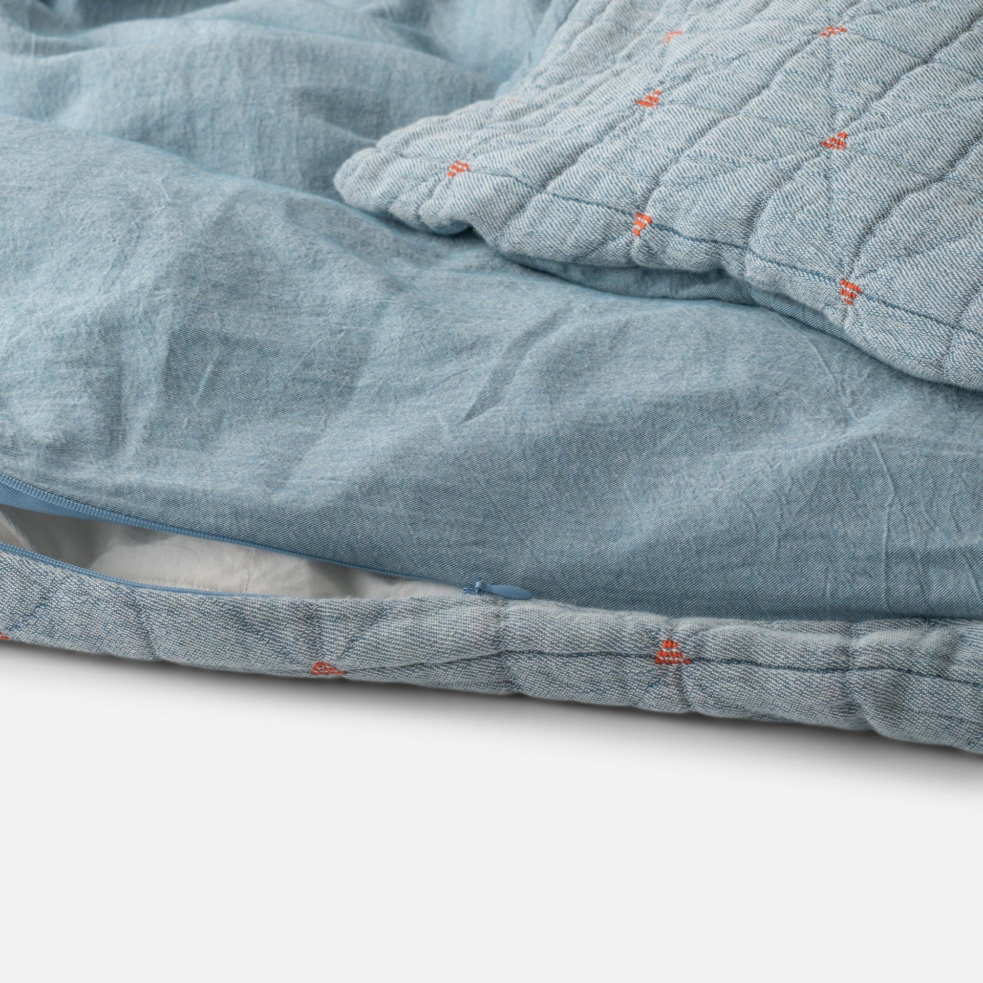 Peak Stitch Duvet in Blue w/ Persimmon, image 2