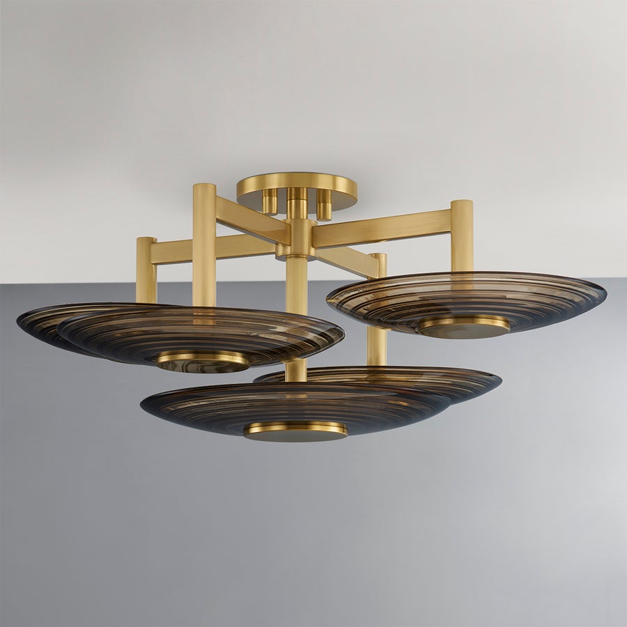 Hudson Valley Lighting Griston Semi Flush — Aged Brass