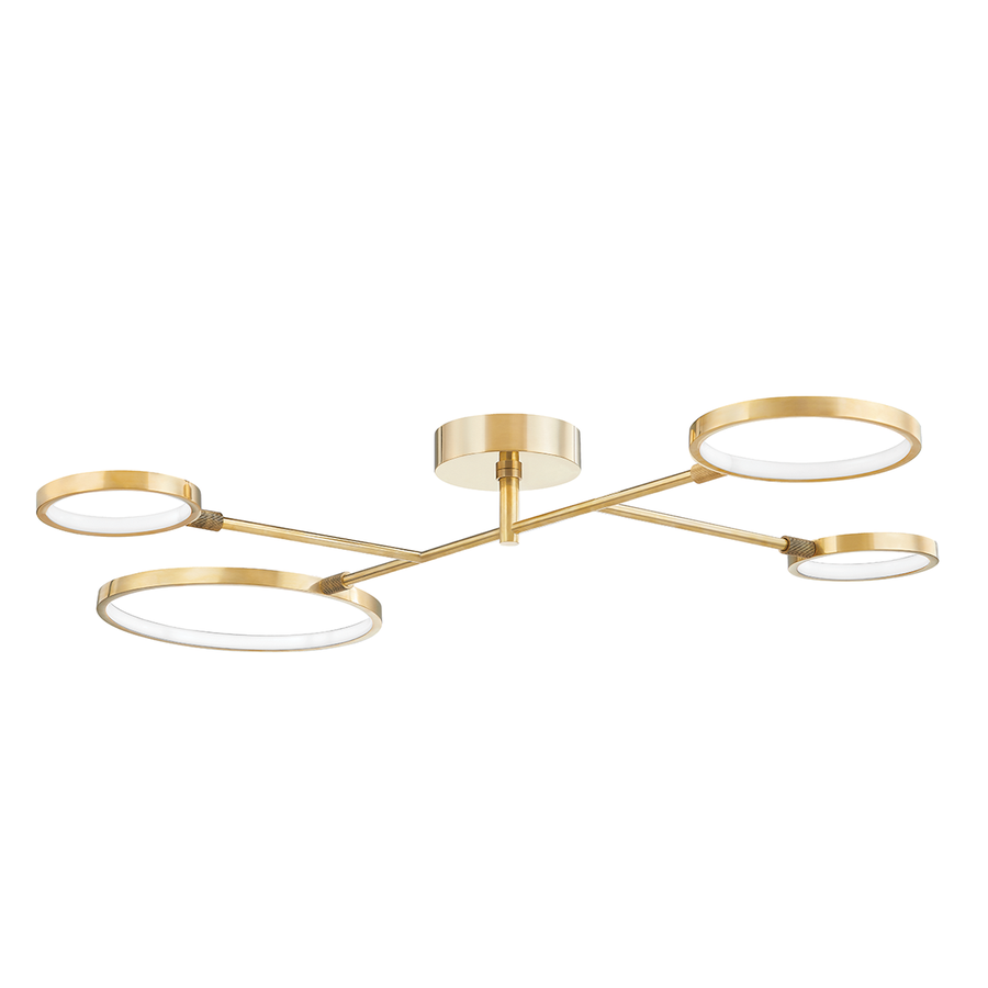 Hudson Valley Lighting Saturn Semi Flush — Aged Brass