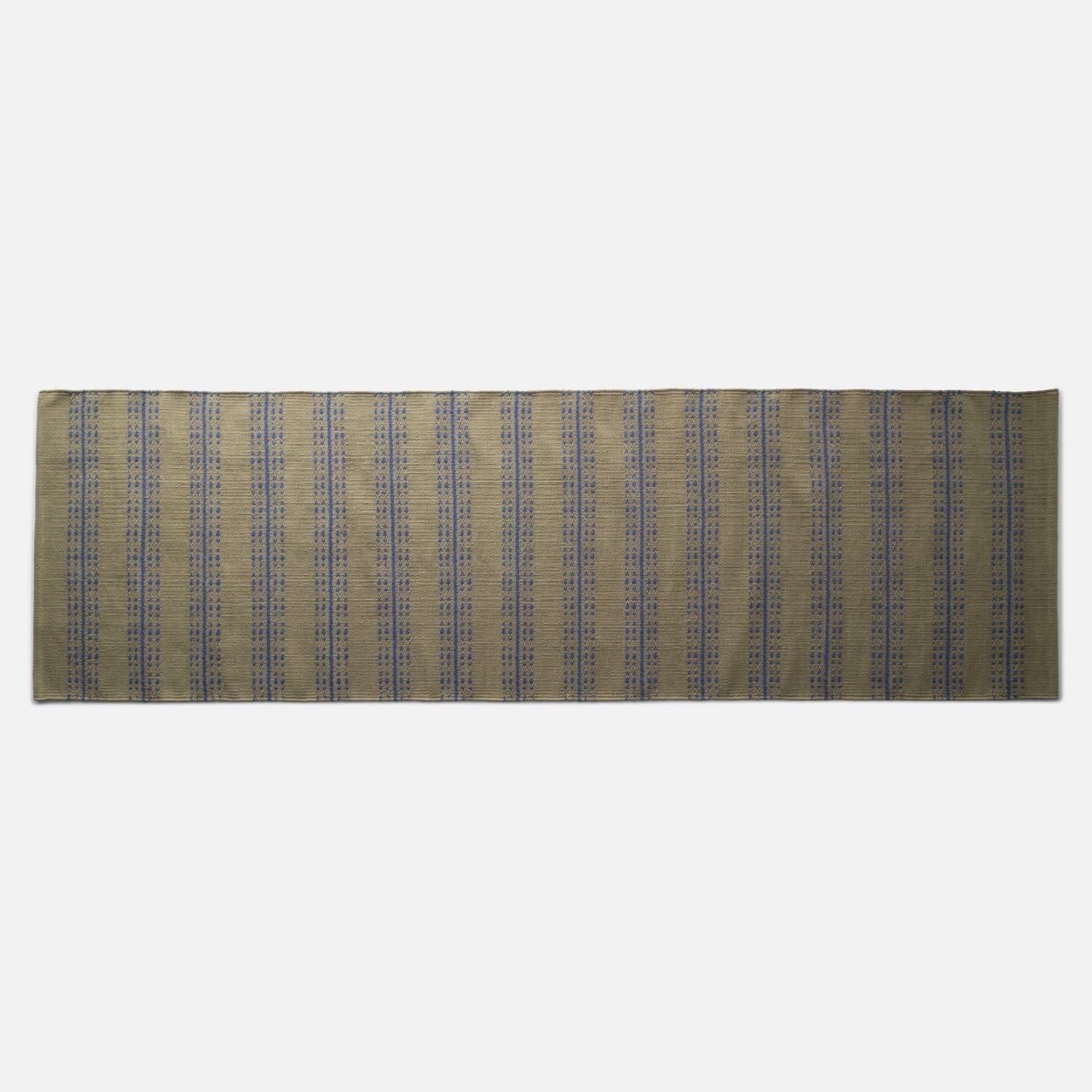 Ticking Stripe Rug in Alder Green w/ Blue