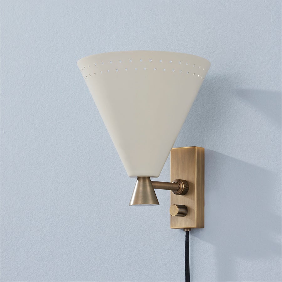 Troy Lighting Marvin Plug-in Sconce — PTL3010-PBR/SSD