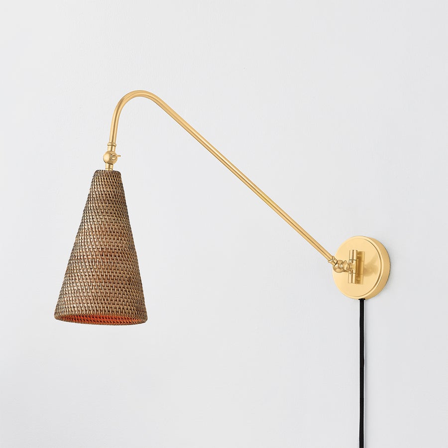 Hudson Valley Lighting AVERACK Plug-in Sconce — Aged Brass