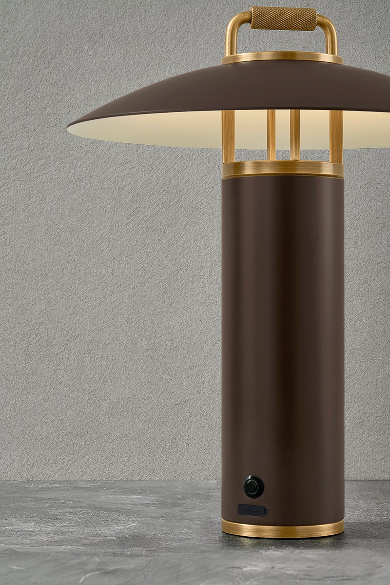 Troy Lighting Birk Exterior Rechargeable Table Lamp — RTL7914-PBR/BRZ