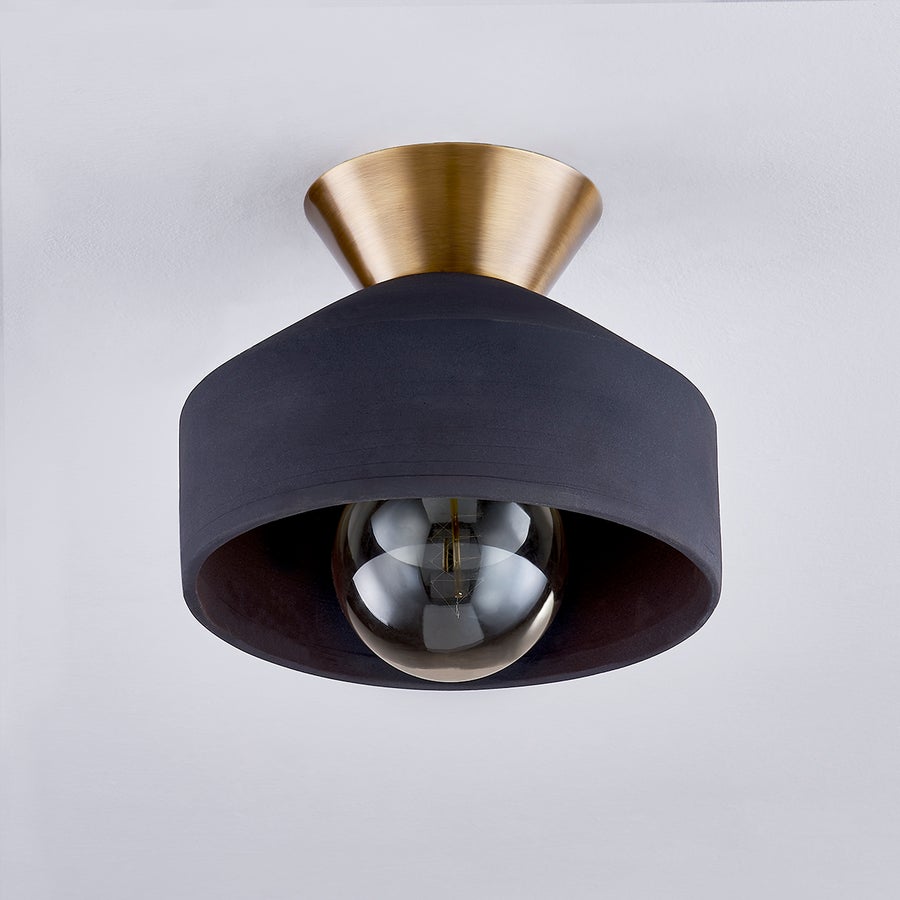 Troy Lighting COVINA Flush Mount — C9811-PBR/CBK