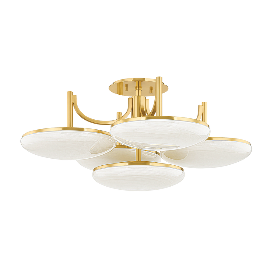 Hudson Valley Lighting BREGMAN Semi Flush — Aged Brass