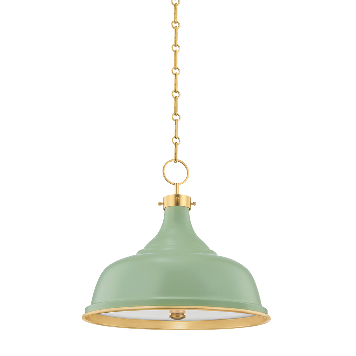 Painted No.2 1-Light Pendant in Aged Brass/Blue Bird by Mark