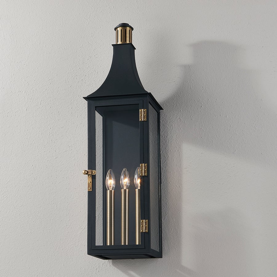 Troy Lighting Wes Exterior Wall Sconce — B7831-PBR/TBK