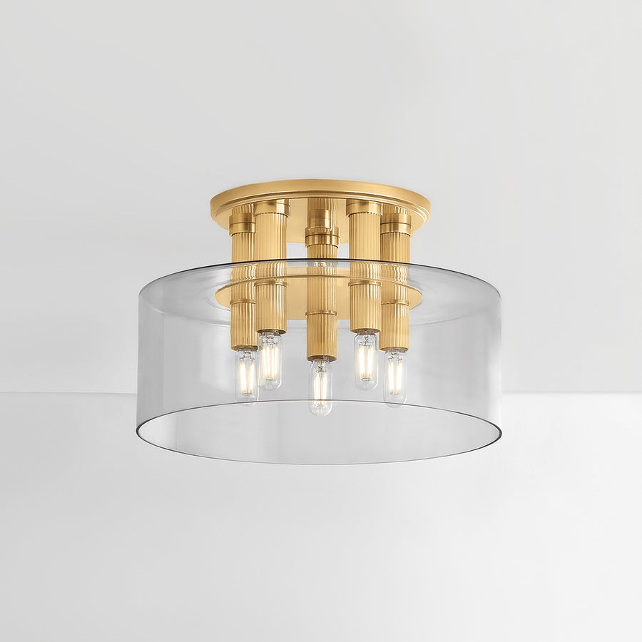 Hudson Valley Lighting CRYSTLER FLUSH MOUNT — Aged Brass