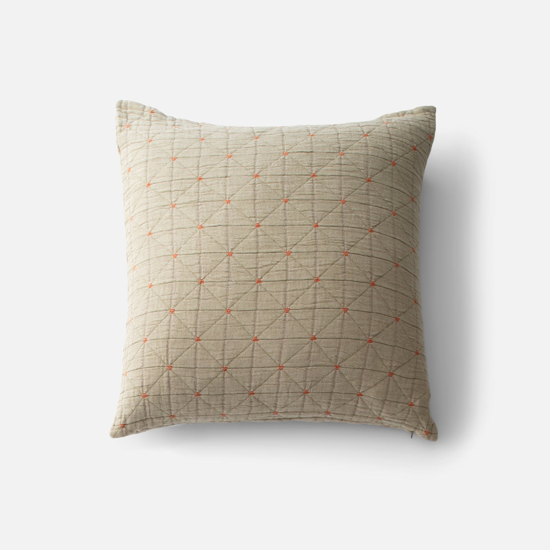 Peak Stitch Sham in Olive w/ Persimmon