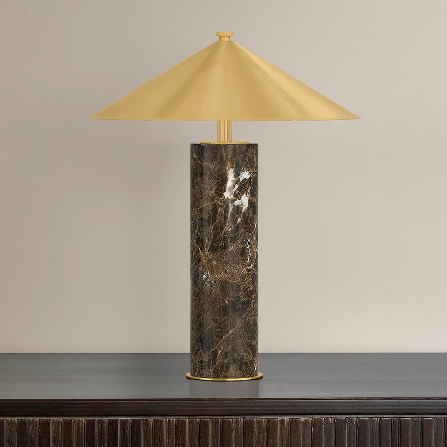 Hudson Valley Lighting Permont Rechargeable Table Lamp — Aged Brass