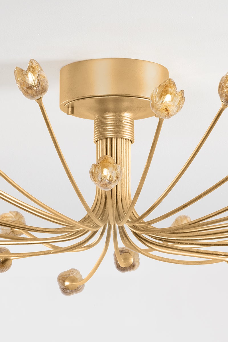 Hudson Valley Lighting FALKIRK Semi Flush — Vintage Gold Leaf