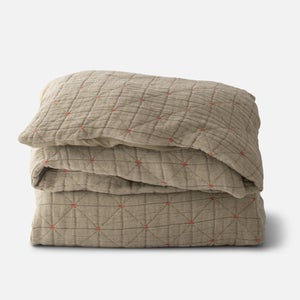 Peak Stitch Duvet in Olive w/ Persimmon thumbnail