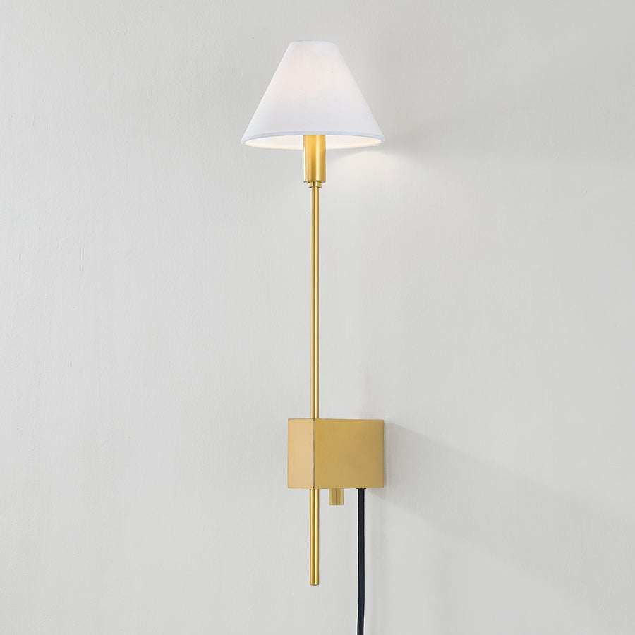 Hudson Valley Lighting TEANECK Plug-in Sconce — Aged Brass
