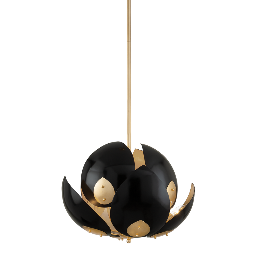 Hudson Valley Lighting Lotus Chandelier — 5708-GL/BK
