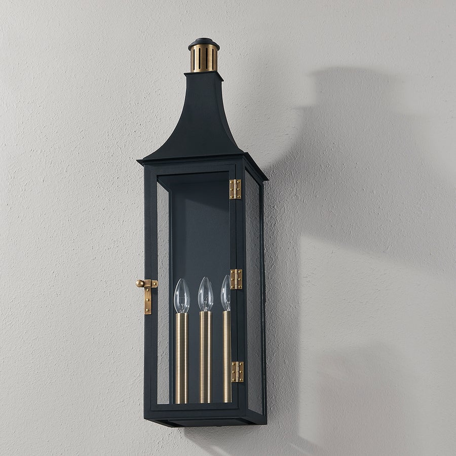 Troy Lighting Wes Exterior Wall Sconce — B7831-PBR/TBK