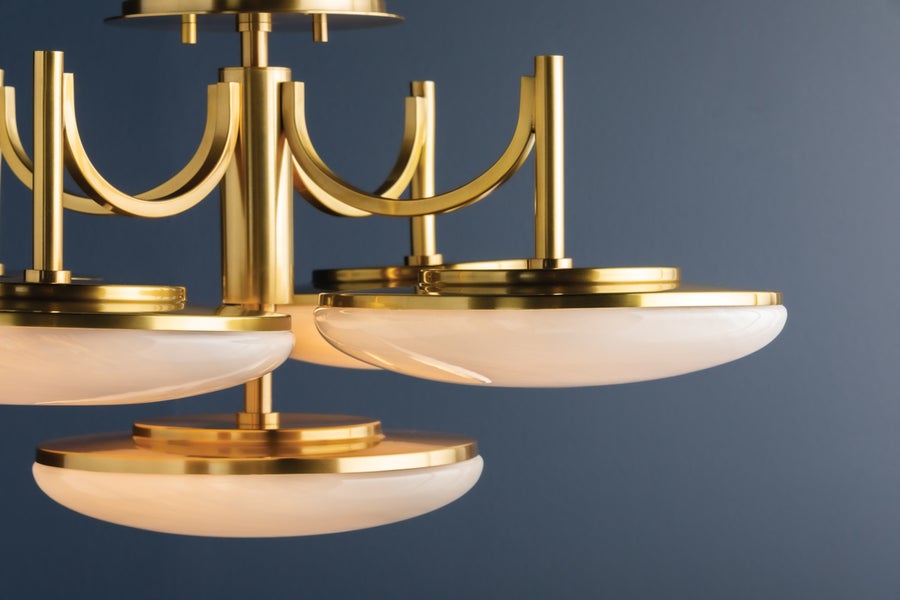 Hudson Valley Lighting BREGMAN Semi Flush — Aged Brass