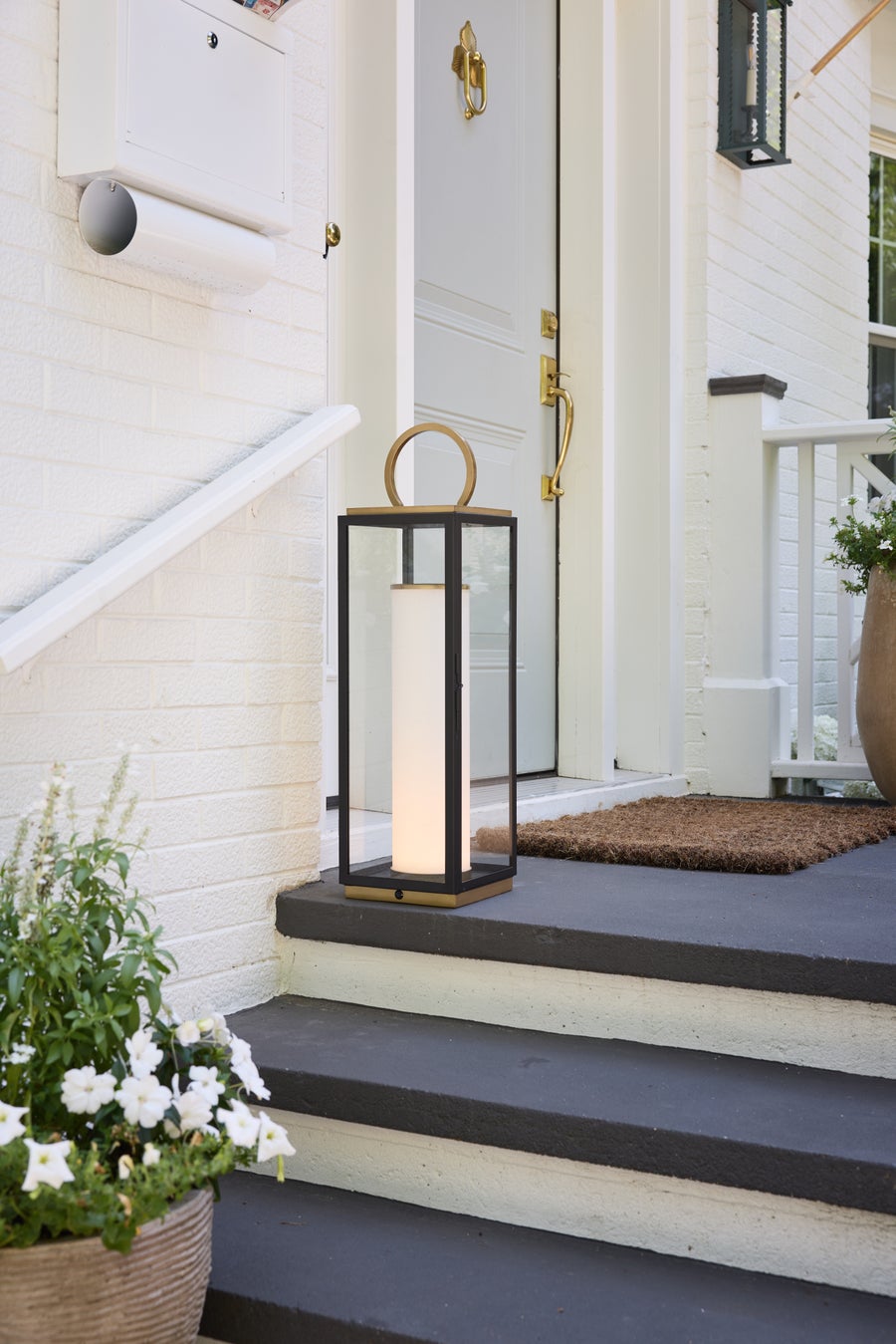 Troy Lighting Gareth Exterior Rechargeable Table Lamp — RTL6729-PBR/TBK