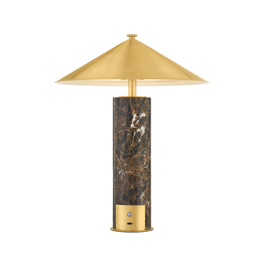 Hudson Valley Lighting Permont Rechargeable Table Lamp — Aged Brass