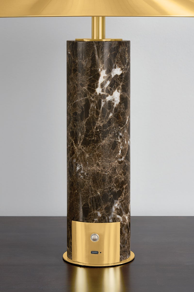 Hudson Valley Lighting Permont Rechargeable Table Lamp — Aged Brass