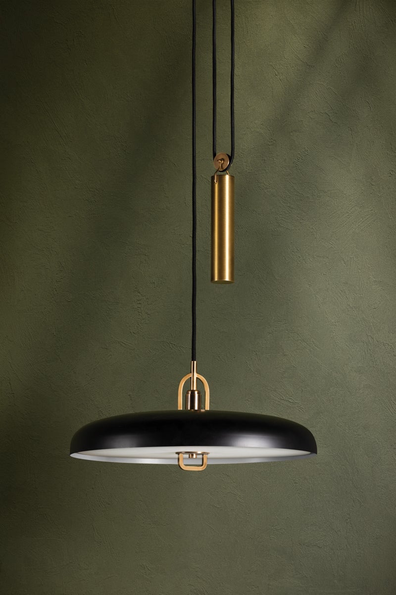 Troy Lighting PLUMMET Pendant — F1618-PBR/SBK