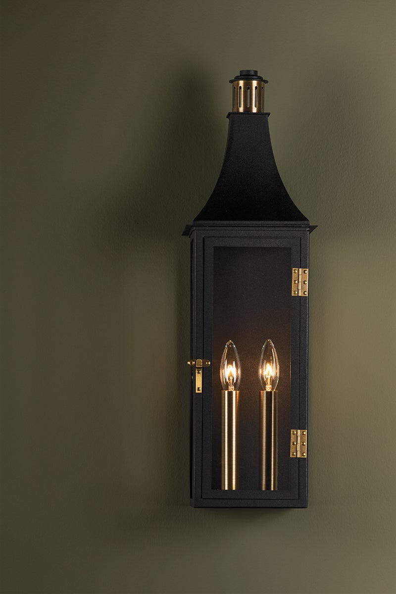 Troy Lighting Wes Exterior Wall Sconce — B7824-PBR/TBK