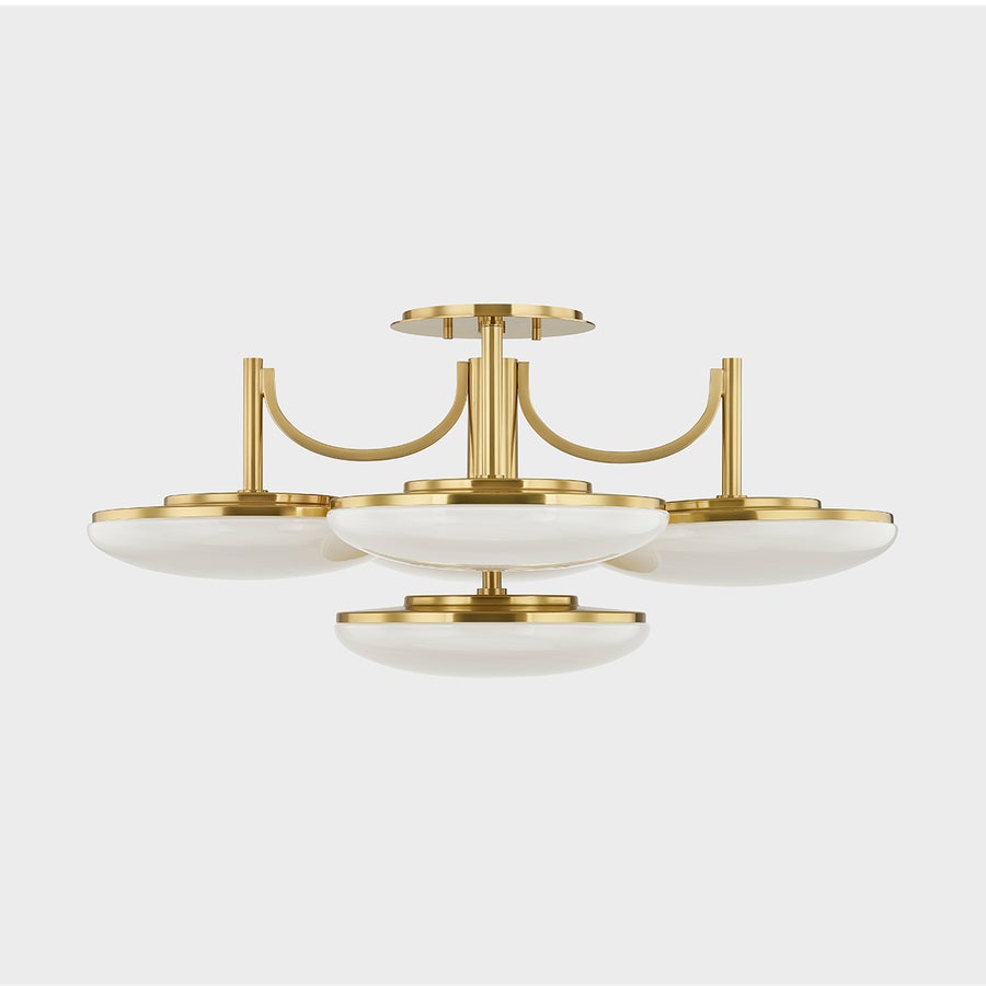 Hudson Valley Lighting BREGMAN Semi Flush — Aged Brass