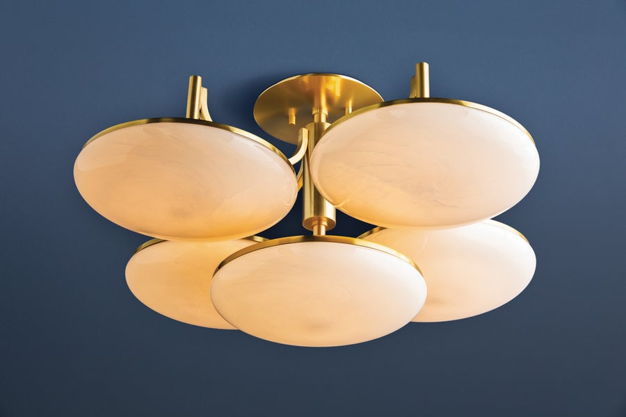 Hudson Valley Lighting BREGMAN Semi Flush — Aged Brass