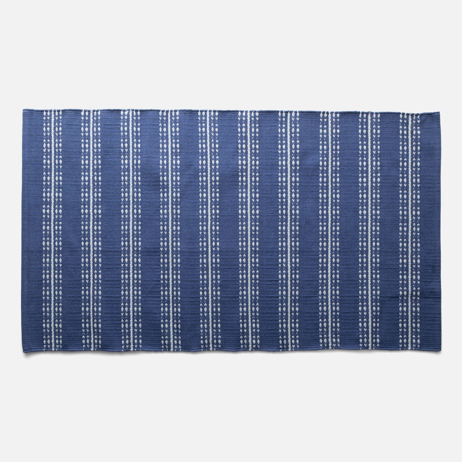 Ticking Stripe Rug in Blue w/ Light Blue