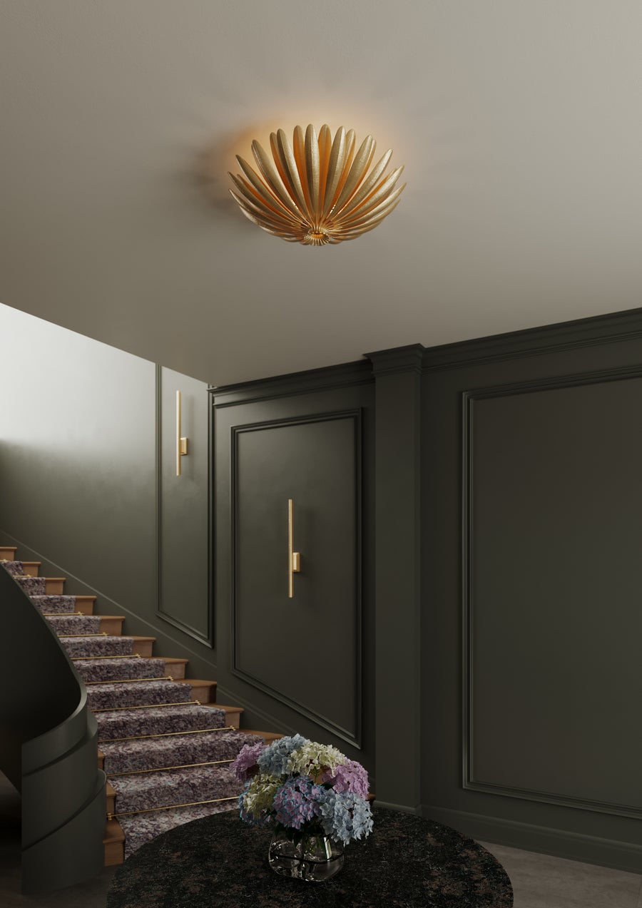 Hudson Valley Lighting Whitfield Semi Flush — Vintage Gold Leaf