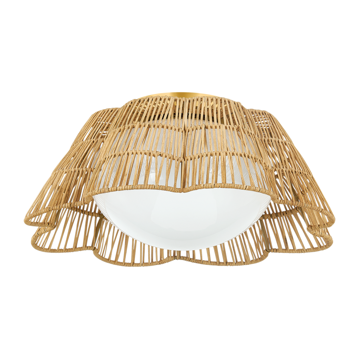 Scallop Rattan Semi Flush Mount