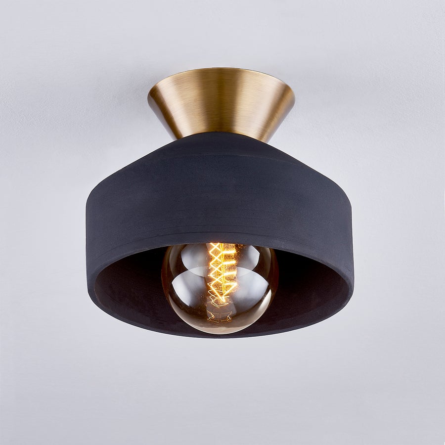 Troy Lighting COVINA Flush Mount — C9811-PBR/CBK