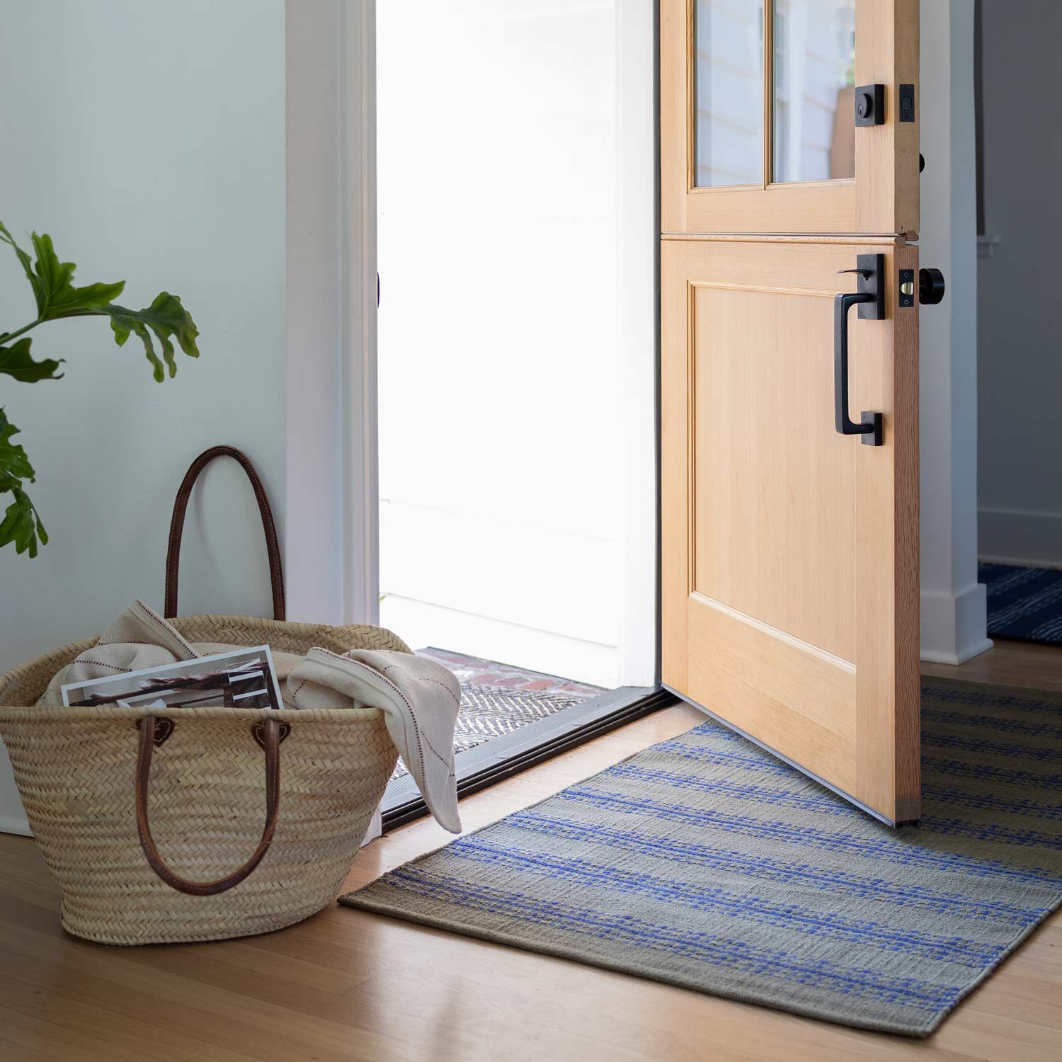 Ticking Stripe Rug in Alder Green w/ Blue, image 4