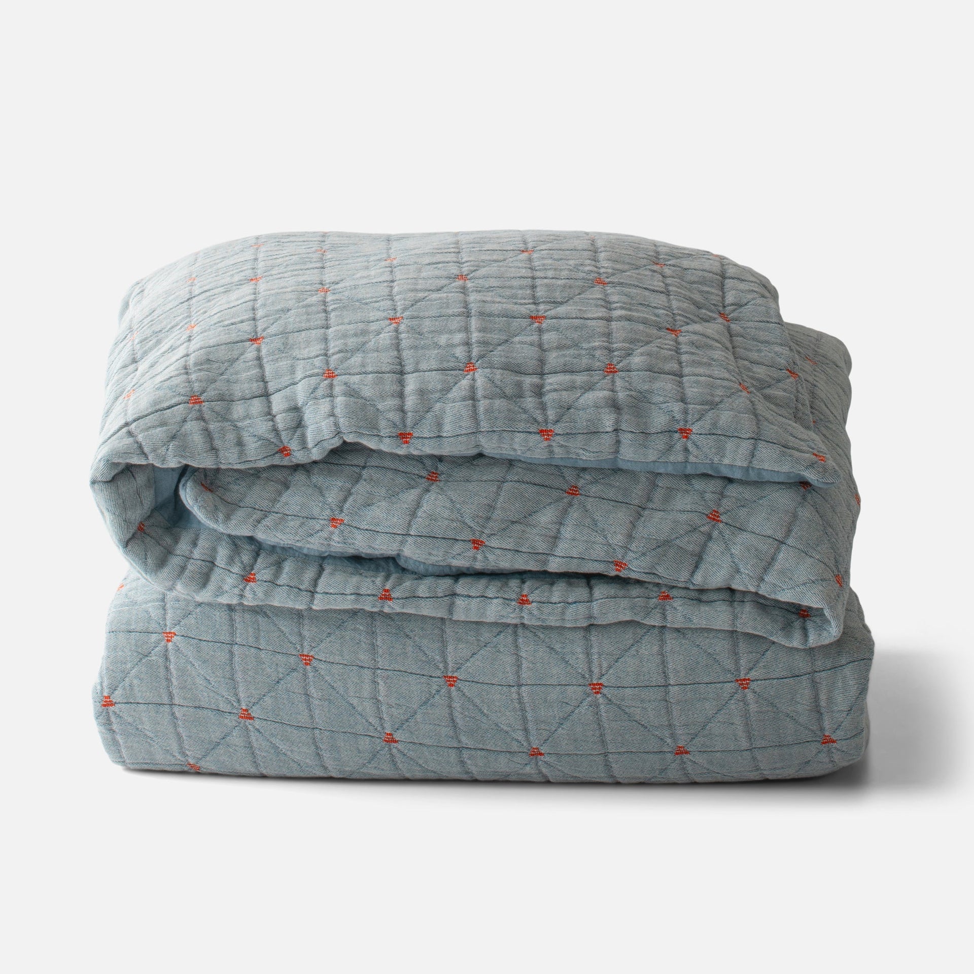 Peak Stitch Duvet in Blue w/ Persimmon