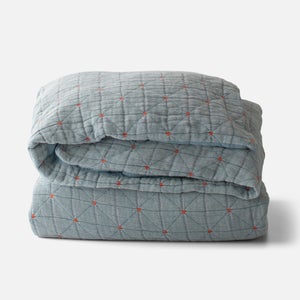 Peak Stitch Duvet in Blue w/ Persimmon thumbnail