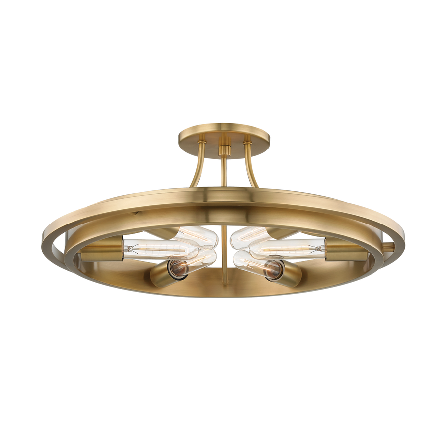 Hudson Valley Lighting Chambers Semi Flush — Aged Brass