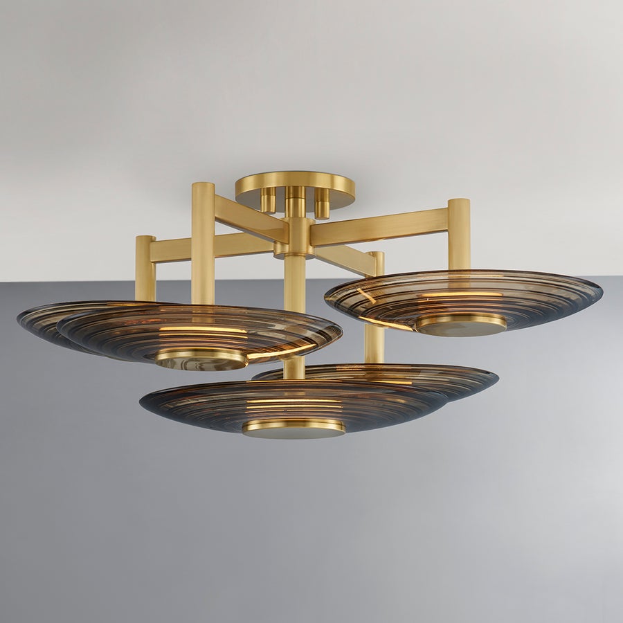 Hudson Valley Lighting Griston Semi Flush — Aged Brass