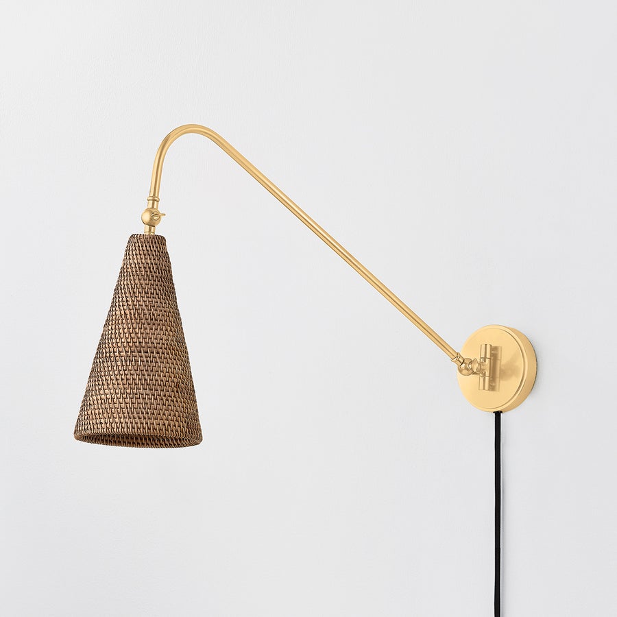 Hudson Valley Lighting AVERACK Plug-in Sconce — Aged Brass