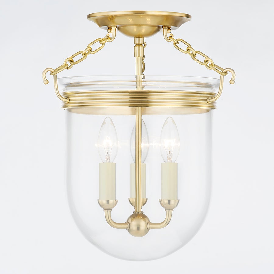 Hudson Valley Lighting ROUSHAM Semi Flush — Aged Brass