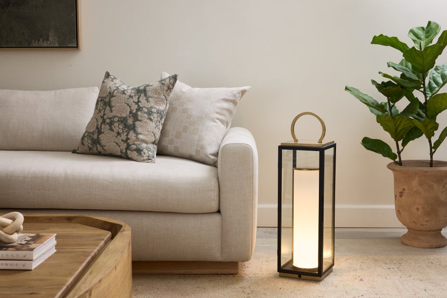 Troy Lighting Gareth Exterior Rechargeable Table Lamp — RTL6729-PBR/TBK