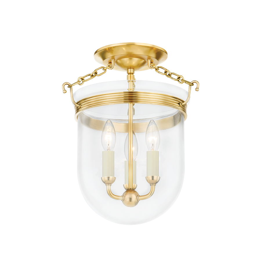 Hudson Valley Lighting ROUSHAM Semi Flush — Aged Brass