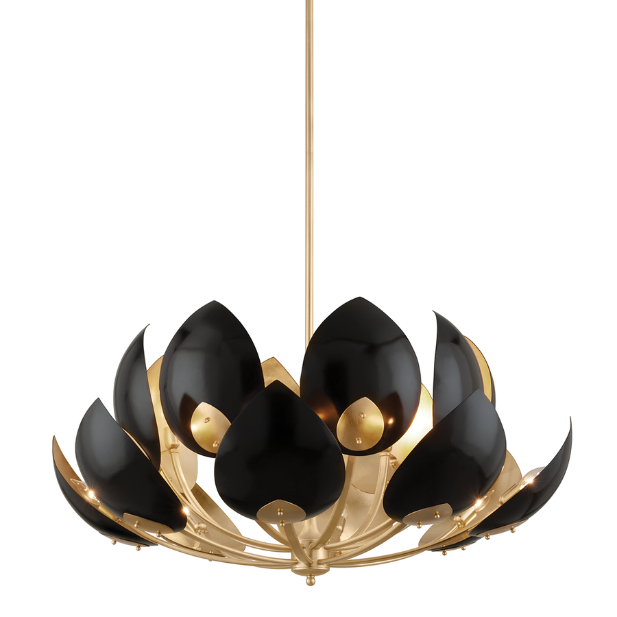 Hudson Valley Lighting Lotus Chandelier — 5739-GL/BK