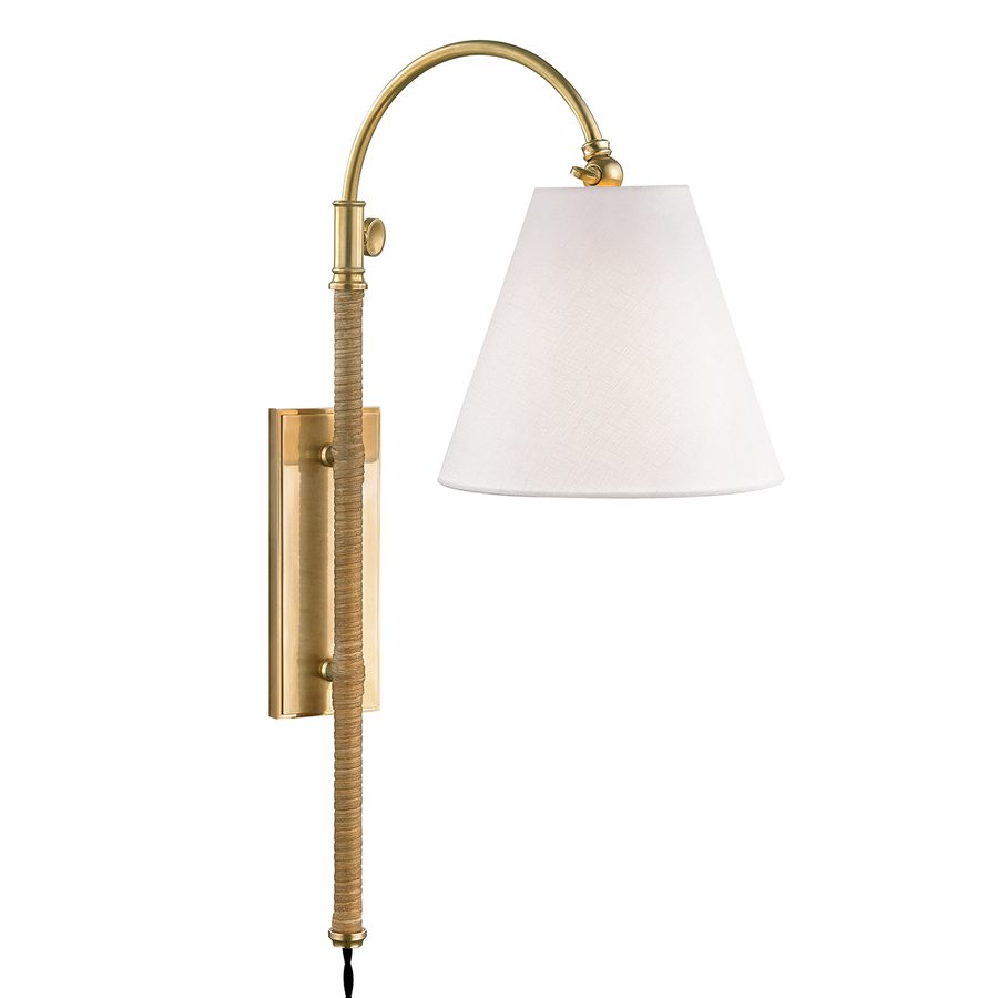 Hudson Valley Lighting Curves No.1 Plug-in Sconce — Aged Brass