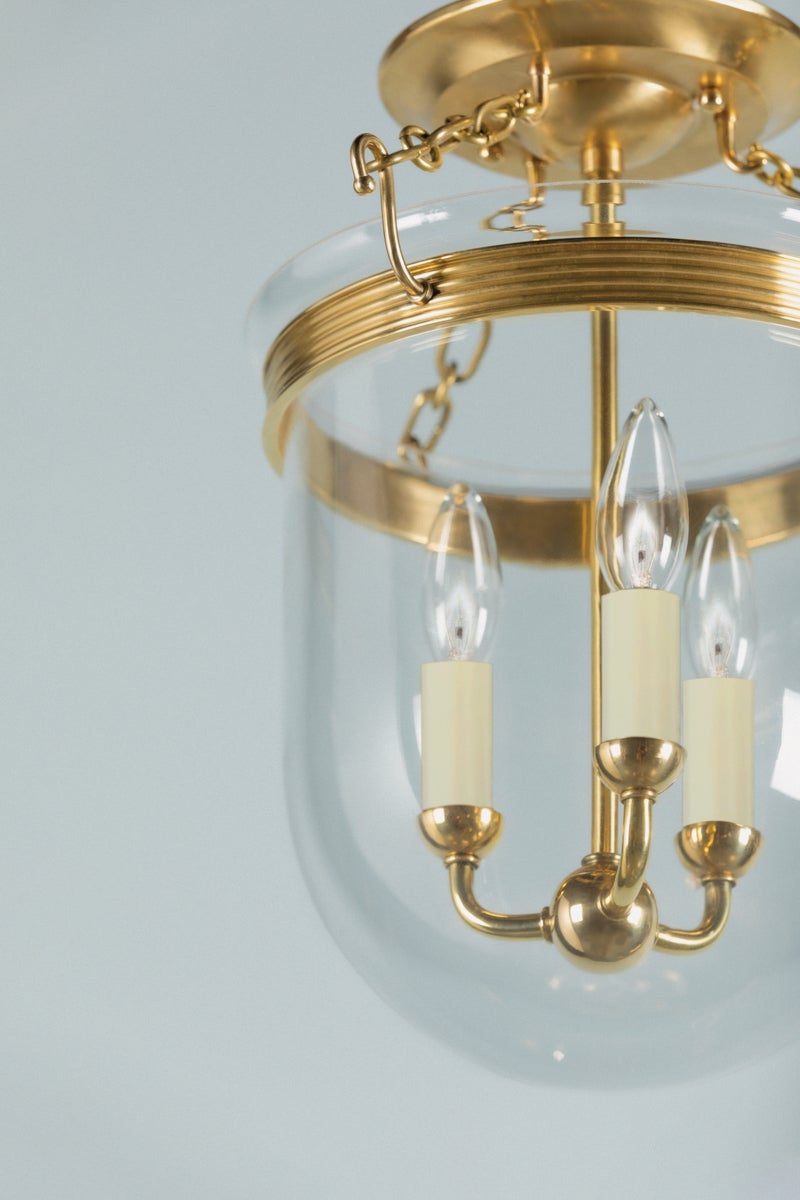 Hudson Valley Lighting ROUSHAM Semi Flush — Aged Brass