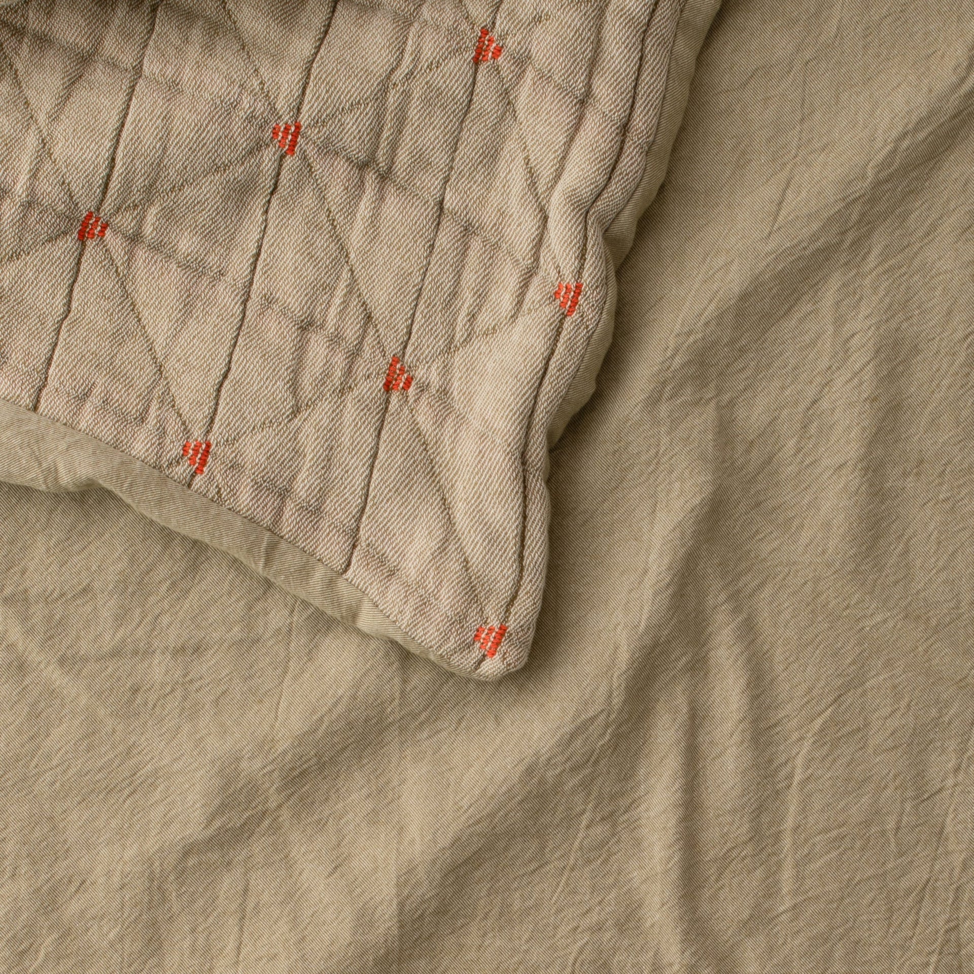 Peak Stitch Duvet in Olive w/ Persimmon, image 3