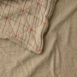 Peak Stitch Duvet in Olive w/ Persimmon thumbnail 3