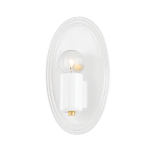 JOYCE Wall Sconce in AGED BRASS w/ CERAMIC GLOSS WHITE thumbnail