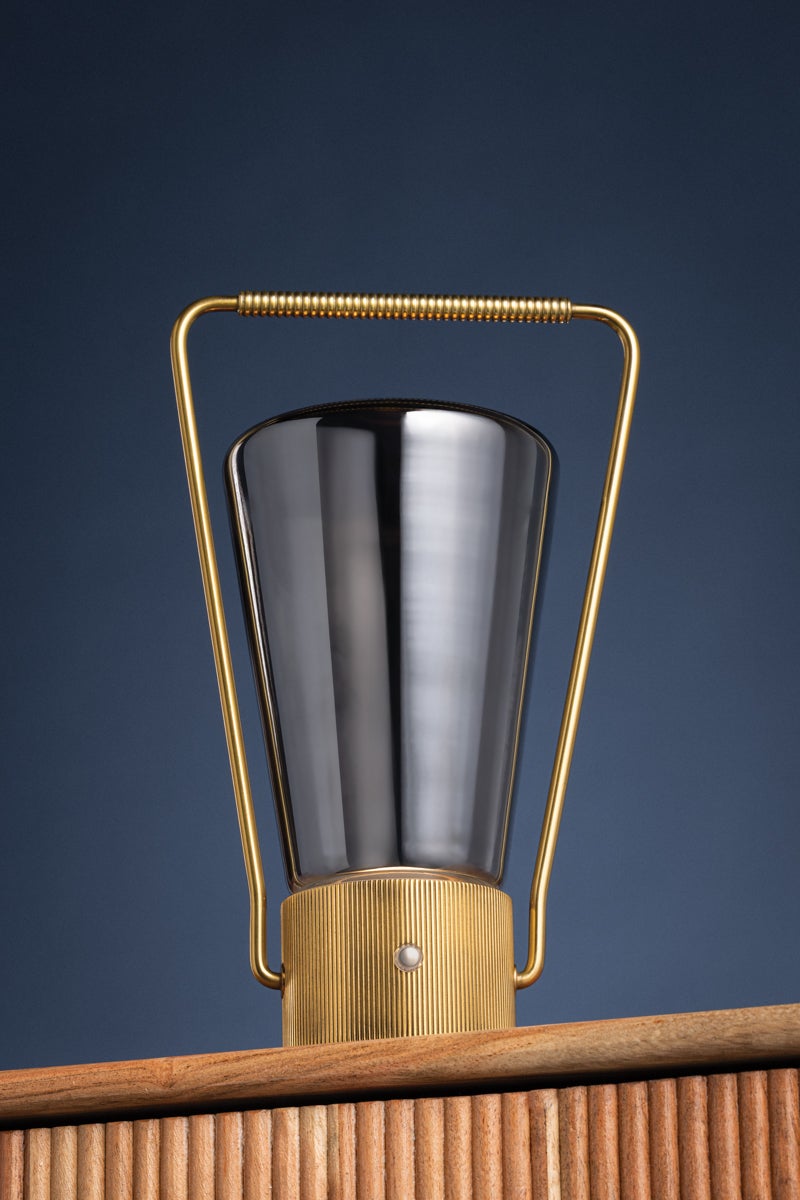 Hudson Valley Lighting BOOKER Rechargeable Table Lamp — Aged Brass