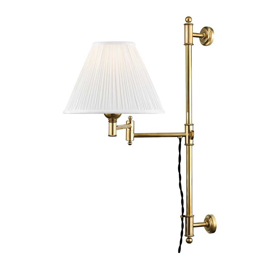 Hudson Valley Lighting Classic No.1 Plug-in Sconce — Aged Brass