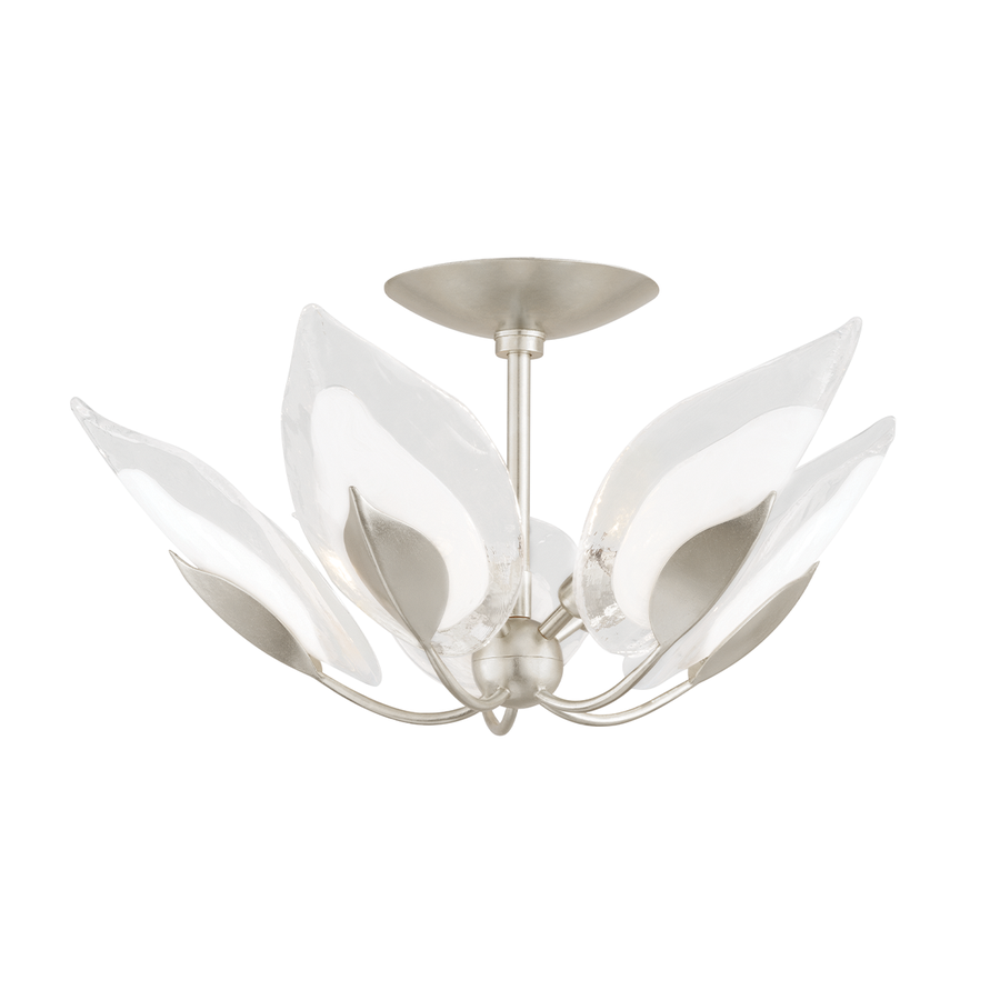 Hudson Valley Lighting Blossom Semi Flush — Silver Leaf